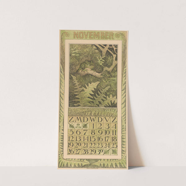 Kalenderblad november met kikker by Theo van Hoytema