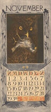 Kalenderblad november met uil en mus