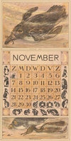 Kalenderblad november met zwemmende pinguïn