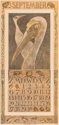 Kalenderblad september met twee vogels