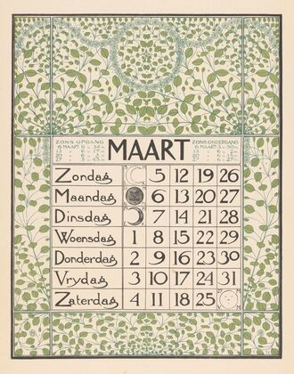 Kalenderblad voor maart 1899