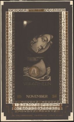 Kalenderblad voor oktober tot en met december 1924