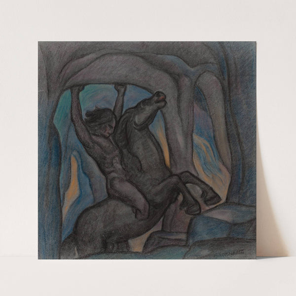 Kalevipoeg Põrgu väravas by August Roosileht
