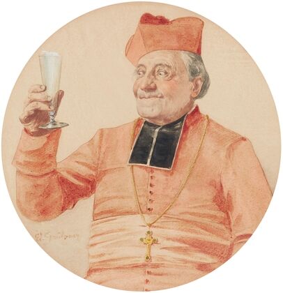 Kardinal mit erhobenem Glas