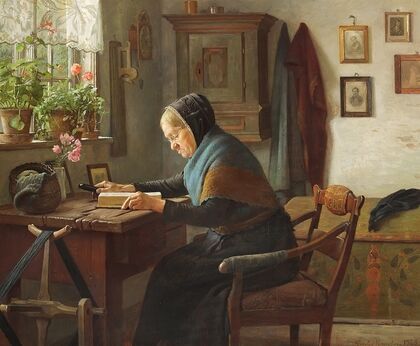Karen Marie læser i sin Bibel
