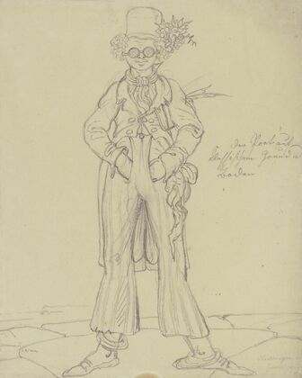 Karikatur des Dichters Waiblinger, Ganzfigur