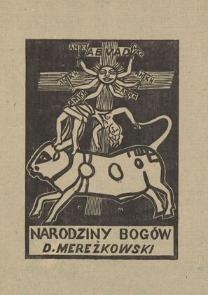 Karta tytułowa do utworu D.Mereżkowskiego ‘Narodziny Bogów’ (1925)