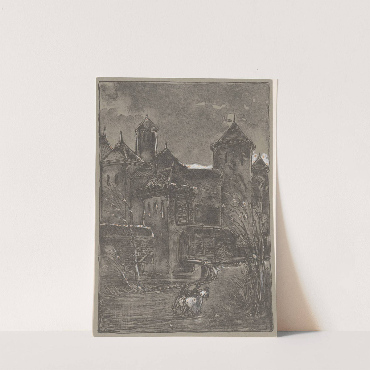Kasteel met twee ruiters (1866 - 1924) by Bernard Willem Wierink