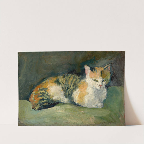 Katze auf grünem Kissen I (1909) by August Macke