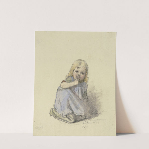 Kauerndes Mädchen en face by Jakob Fürchtegott Dielmann