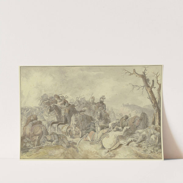 Kavallerieangriff gegen Infanterie, rechts ein sterbender Tambour by Georg Friedrich Hoch