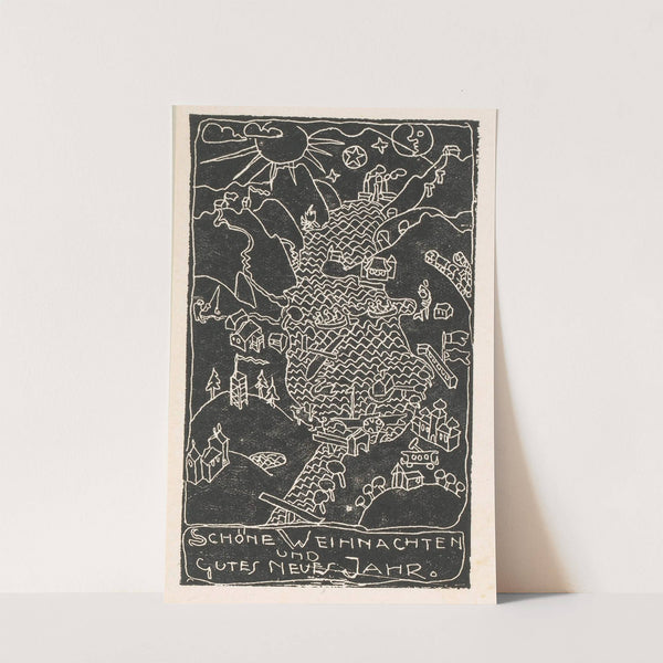 Kerstkaart met heuvellandschap en meer by Reijer Stolk