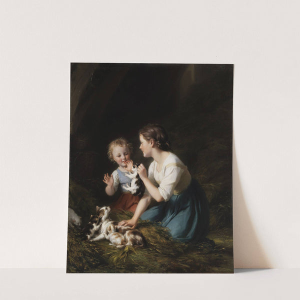 Kinder mit Kätzchen by Fritz Zuber-Bühler