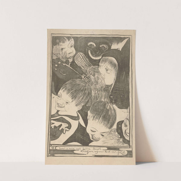 Kinderhoofden en grijnzend gezicht (1895-1896) by Abraham de Miranda