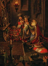 King Albert II and His Wife Elizabeth of Luxembourg in Prayer, on the Altar the Crowns of Bohemia and Hungary, as well as the Imperial Crown of the Holy Roman Empire