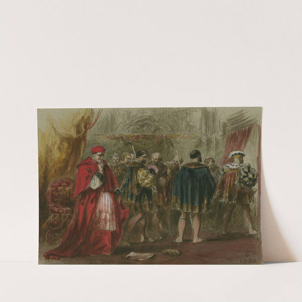 King Henry VIII, III, 2, dismissal of Cardinal Wolsey (1859) by Frederick Gilbert