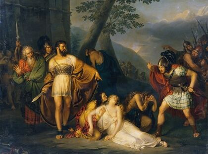 King Starno shows Fingal his dead daughter