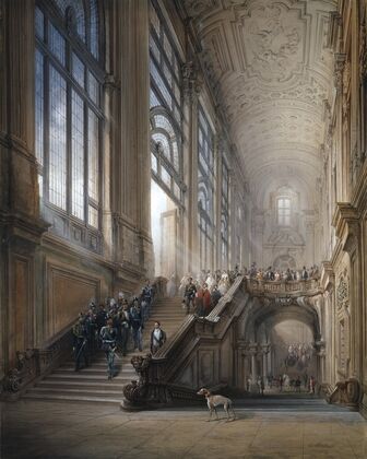 King Victor Emanuel II and Camillo Cavour at the opening of the’ Senato Subalpino’