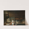 Kitchen interior with a woman cooking  by Cornelis Bisschop
