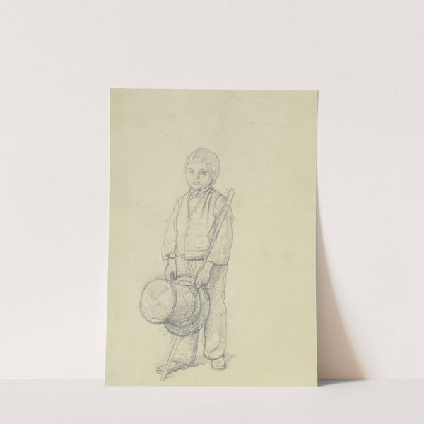 Kleiner Junge mit einem großem Zylinder in der Hand by Jakob Becker