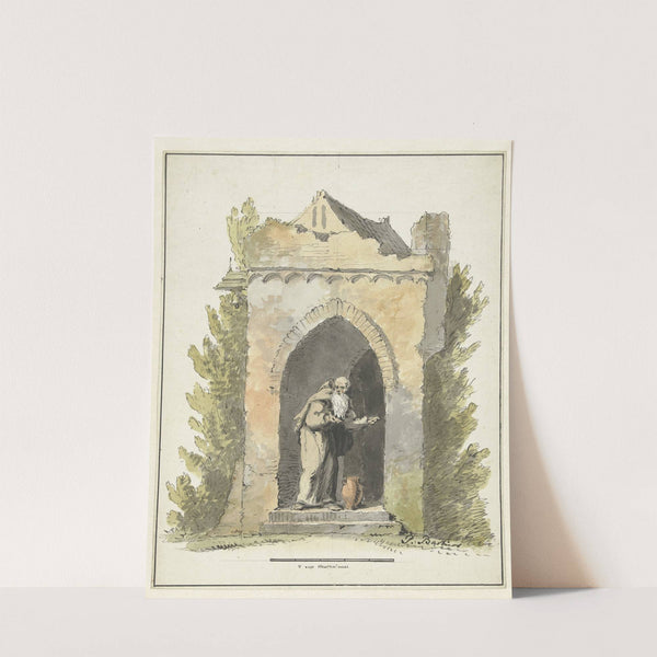 Kluizenaar voor een stenen kapel (c. 1782 - c. 1837) by Pieter Bartholomeusz. Barbiers