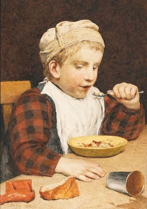 Knabe Mit Mütze Beim Essen (1910)