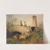 Knabe und Mädchen mit Schafen und Ziegen by Leopold Brunner the younger