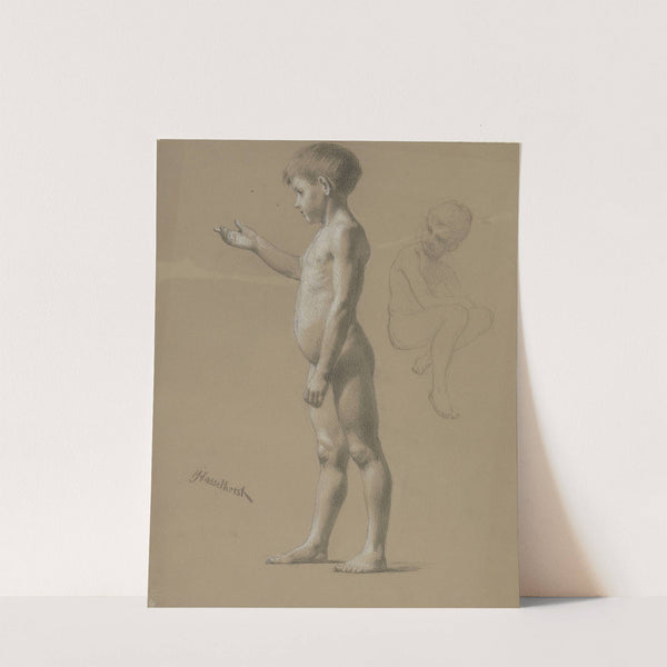Knabenakt nach links, kauernder Kinderakt by Johann Heinrich Hasselhorst