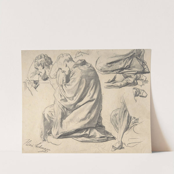 Kneeling Draped Male Figure, Facing Left by Henri Lehmann