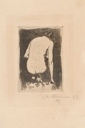 Kneeling female nude, from the back (1913)