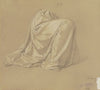Kneeling garbed figure