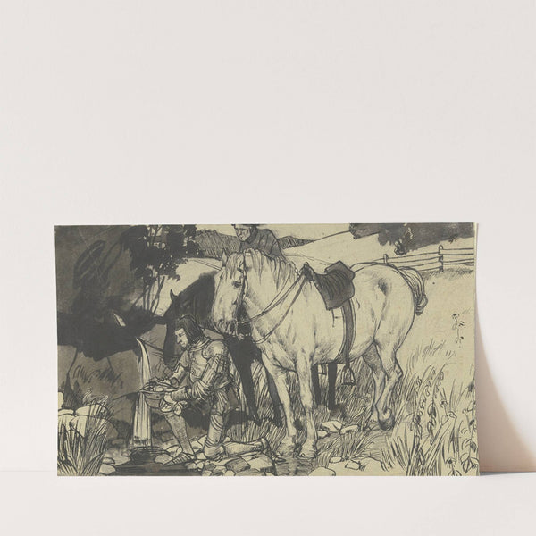 Kneeling knight at the well (ca. 1892) by Fritz Boehle