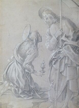 Kneeling Saint Mary Magdalene and Standing Christ