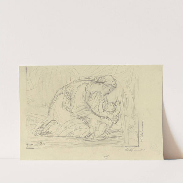 Kneeling woman with a baby by Dora Hitz