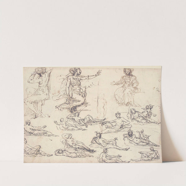 Kneeling,Seated, Kneeling and Reclining Figures by Perino Del Vaga