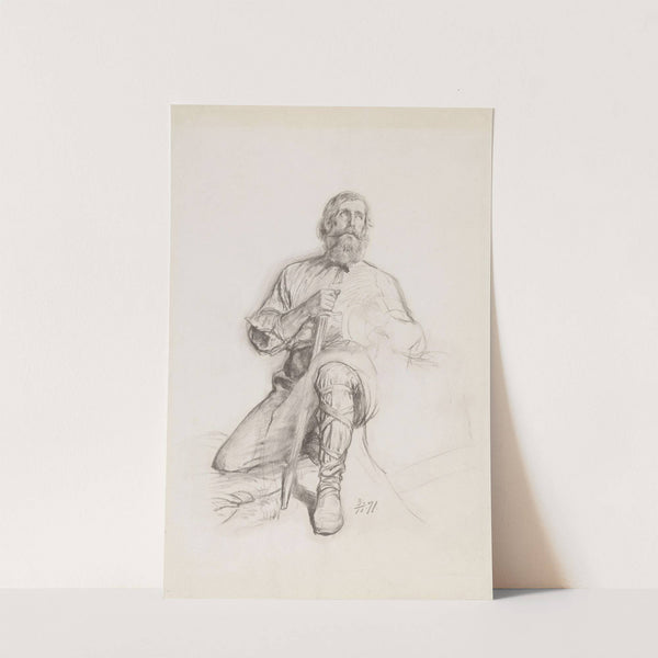 Knelende mann med sabel (1871) by Adolph Tidemand
