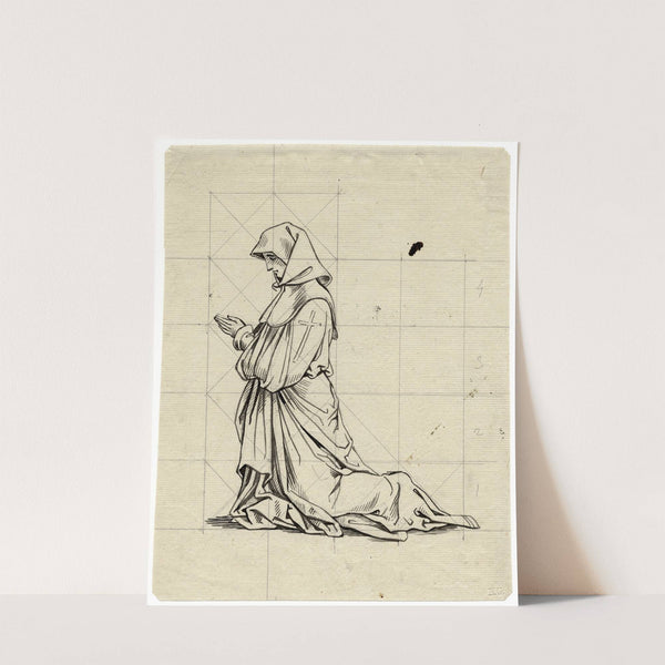 Knielende non, de handen devoot op elkaar by David Humbert de Superville