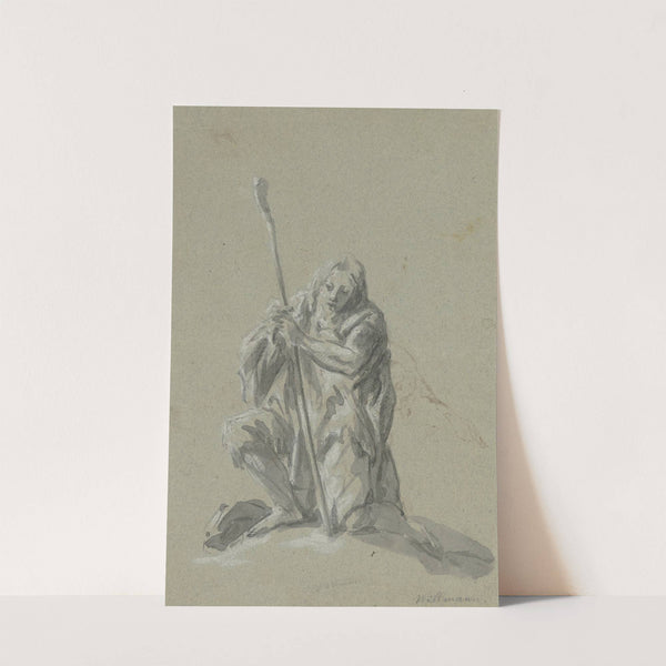 Kniender Hirte mit starkem Schlagschatten by Michael Willmann  