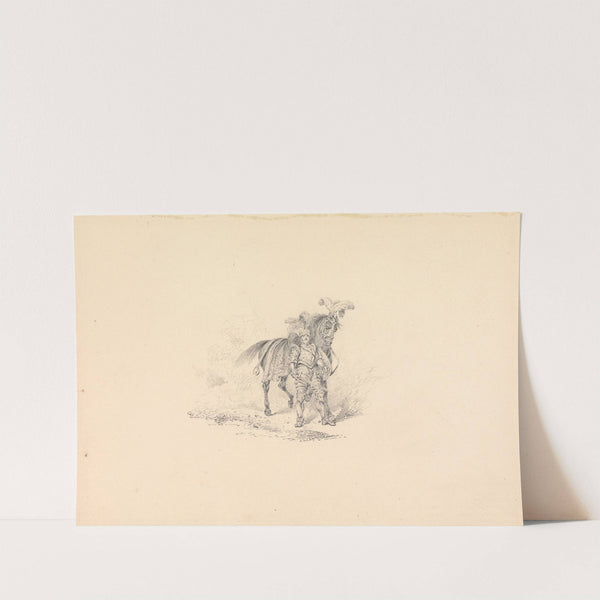 Knight in Armour Standing by a Plumed and Caparisoned Horse by Henry Thomas Alken