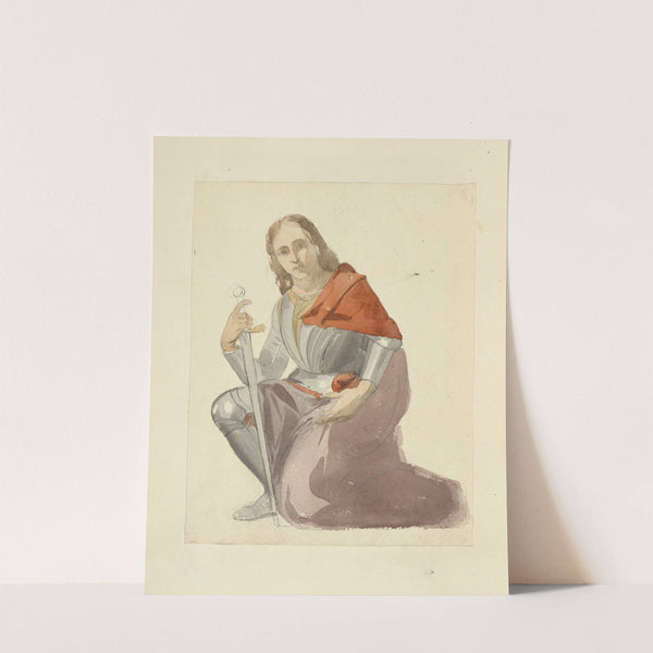 Knight with sword kneeling by Stewart Watson