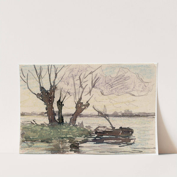 Knotwilgen aan een plas by Frans Smissaert
