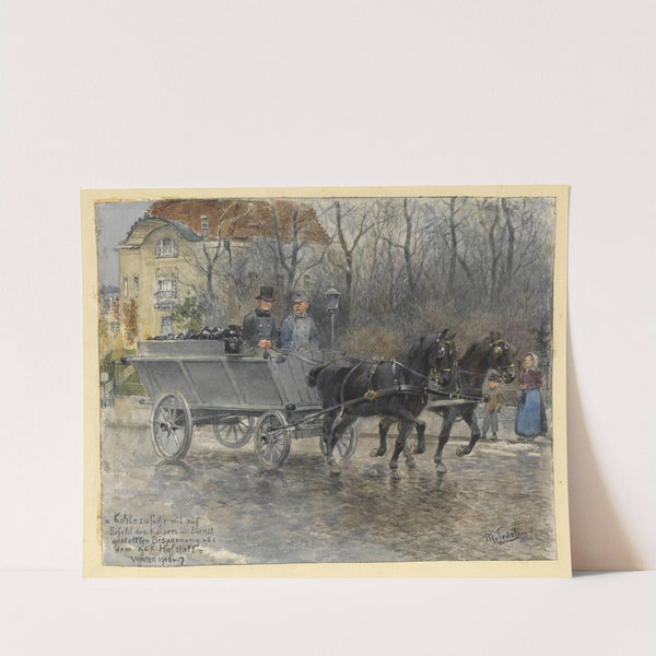 Kohlezufuhr mit Pferden aus den Hofstallungen im Winter 1916-17 in Wien (vor dem Stadtgartenamt) (1917) by Moritz Ledeli
