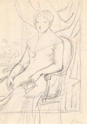 Kompositionsudkast til portrættet af grevinde Anna Joachima Danneskiol-Laurvigen, født Ahlefeldt_i sit 74. år (1790 – 1791)