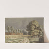 Korenveld tussen huizen onder een dreigende onweerslucht te Hilversum by Hendrik Abraham Klinkhamer
