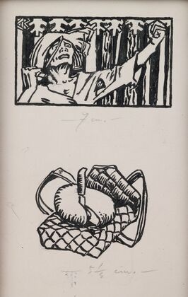 Koru-Kalevala, The Illustrated Kalevala; Poem XXXIII opening vignette, end vignette, not final version. (1922)