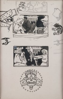 Koru-Kalevala, The Illustrated Kalevala; sketches for VÃ¤inÃ¤mÃ¶inen’s visit in Tuonela