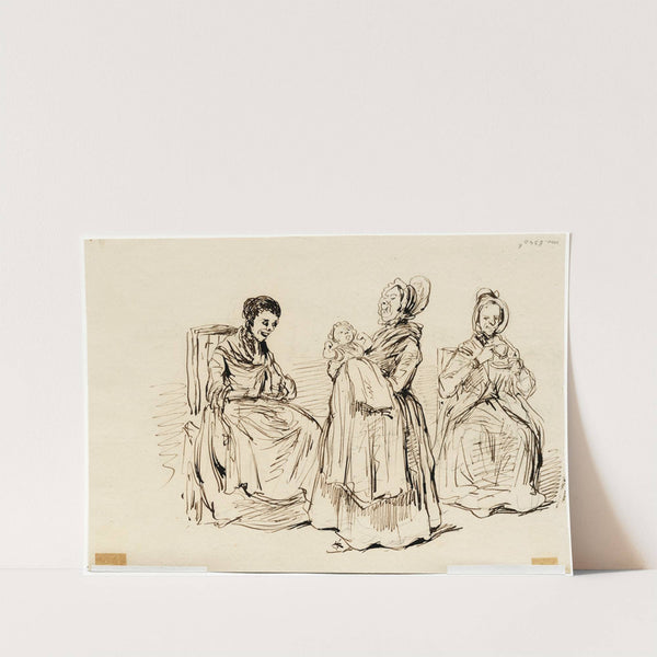 Kraamvisitie, karikaturaal by Pieter van Loon