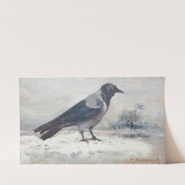 Krähe in winterlicher Landschaft by Max Clarenbach