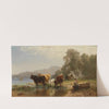 Kühe am Seeufer mit Fischerboot (1871) by Friedrich Voltz