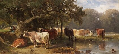 Kühe an einem See (Ca. 1870)